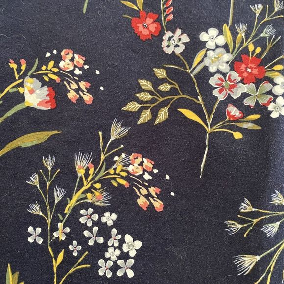 Stradivarius Pants Womens Navy Blue Chino Skinny Mid Rise Floral Slacks Cotton - Picture 7 of 12